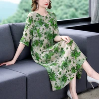 green floral midi casual spring summer dress women 2022 o neck elegantes para vestiti donna boho vintage mini fashion dresses
