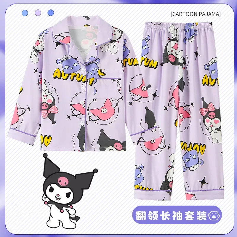 Sanrio Kawaii Kuromi My Melody Cinnamoroll детские пижамы с длинными рукавами и героями