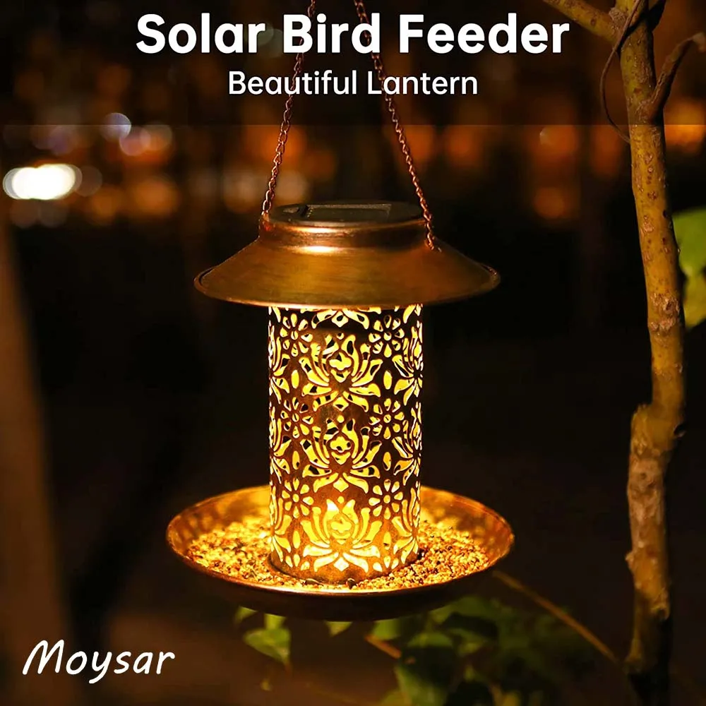 

Водонепроницаемая подвесная металлическая кормушка для птиц на солнечной батарее