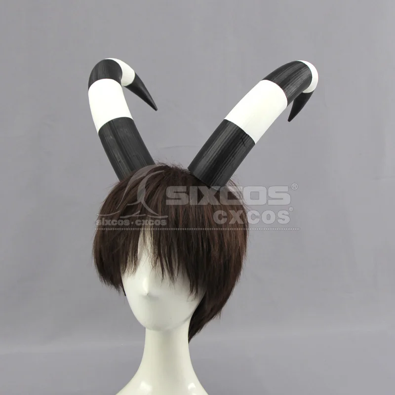 Blitzo Косплей Рога Аниме Helluva Cos Boss 22 см Черный Белый Изгиб Опора Женщины Мужчины