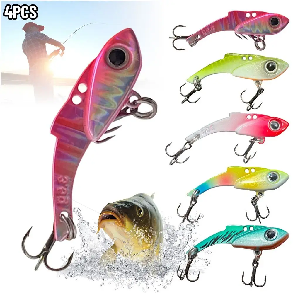 

4PCS VIB Spoon Fishing Lure 3/5g Metal Spinner Fishing Bait Crankbait Bass Artificial Hard Baits Cicada VIB Fishing Tackle