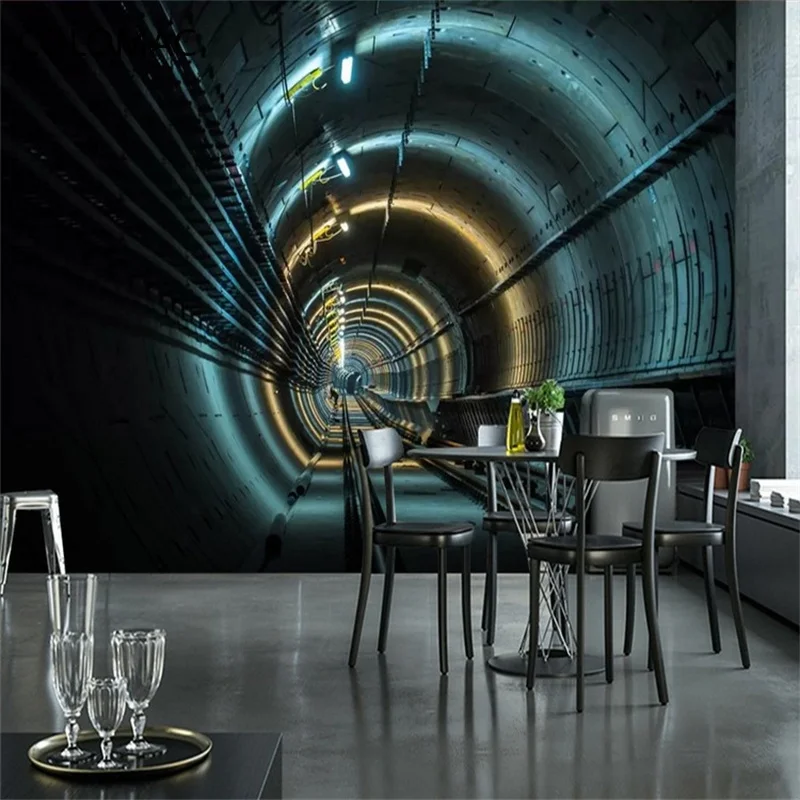 

Colomac Custom Mural HD 3D Space Sense Wallpaper Space-time Tunnel Restaurant Background Wall Painting Dropshipping
