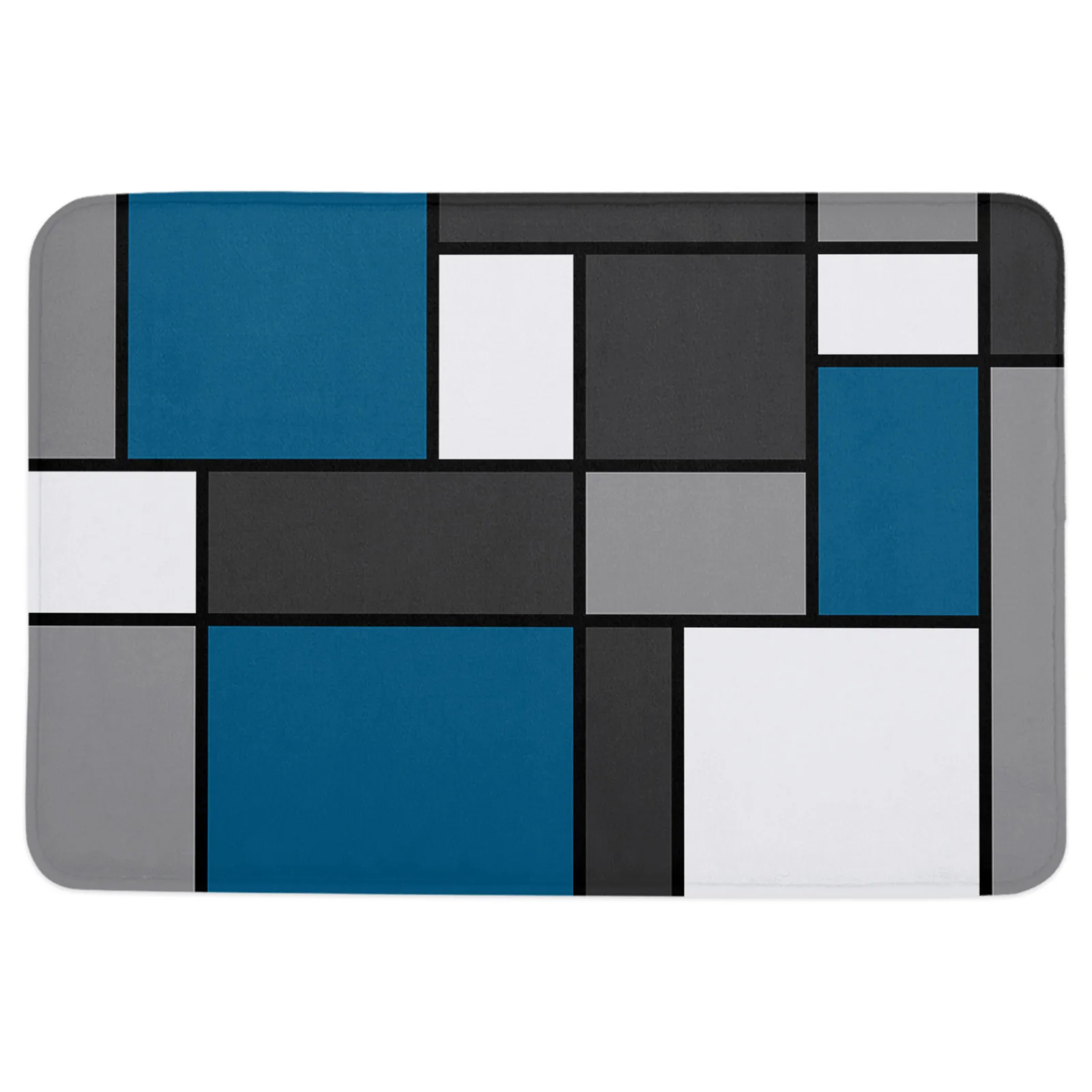 

Geometric Blue Abstract Welcome Mat Grounding Mat Rug for Kitchen Floor Rug Bath Mat Bedroom Door Mat
