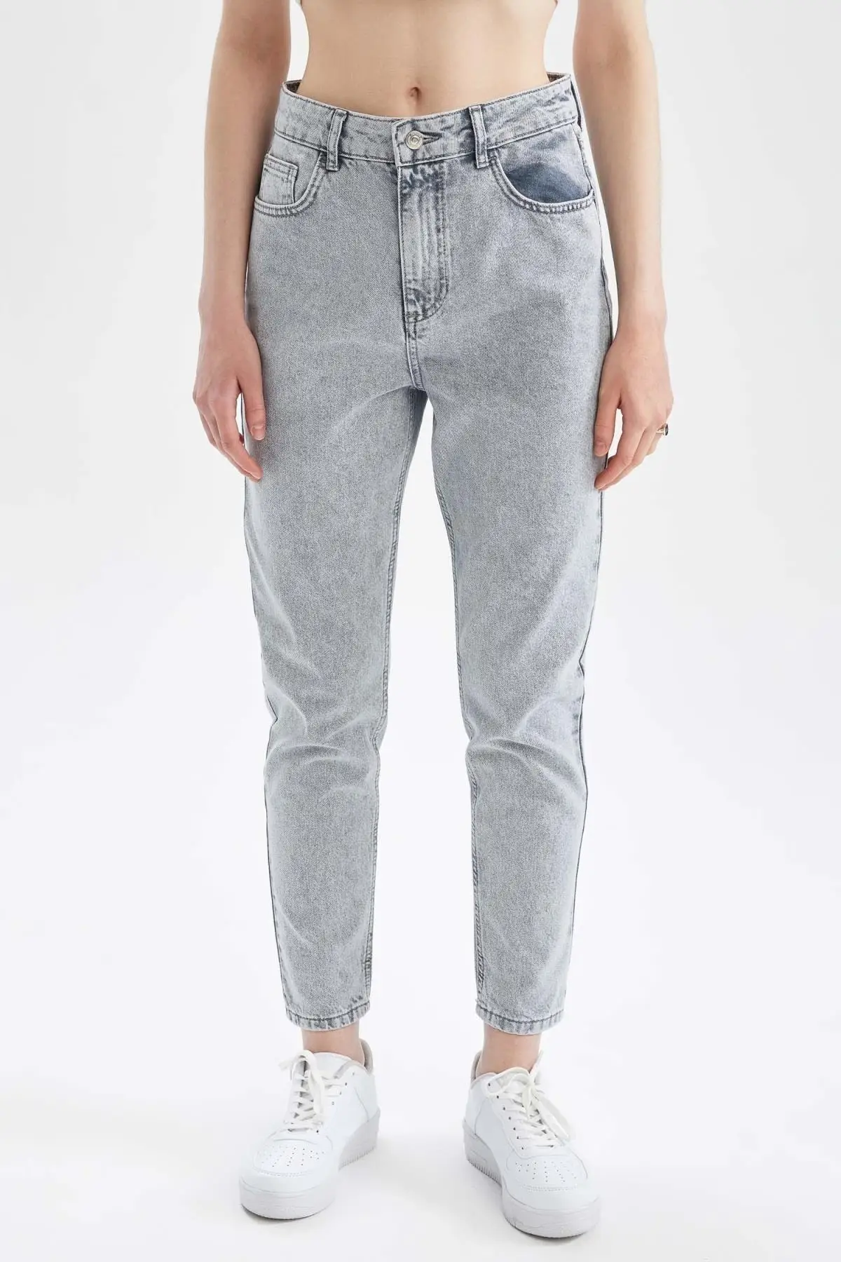 

Женские джинсы с завышенной талией, Длинные прямые брюки в уличном стиле, женские брюки на молнии с пуговицами