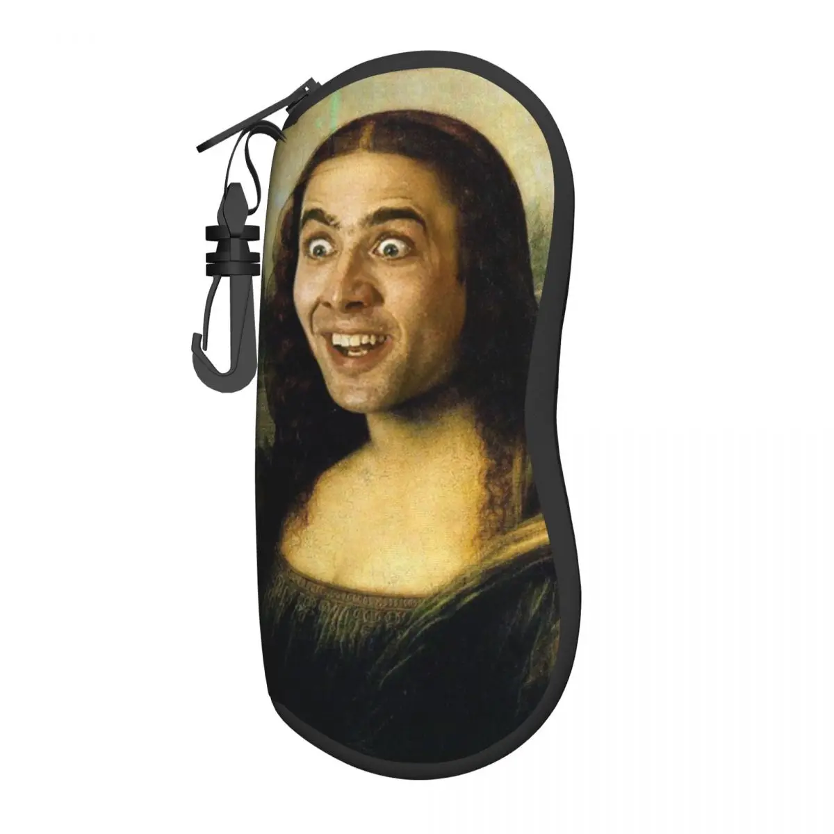 

Забавные солнцезащитные очки Николаса Кейджа Мона Лизы, мягкие неопреновые очки на молнии, защитная коробка для очков на заказ