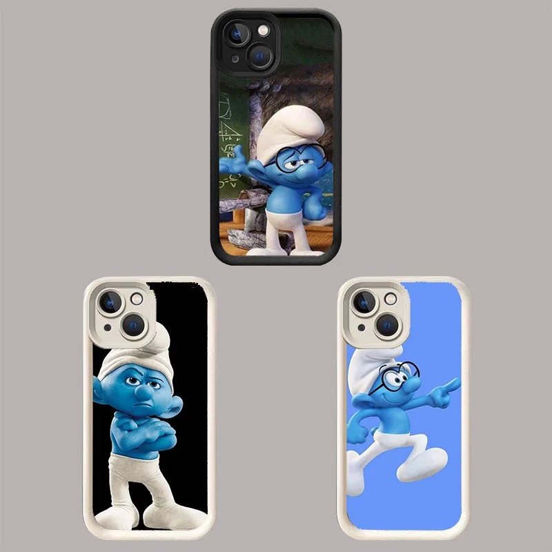 WR-62 Smurfs White Stepped TPU Case For OPPO A17 58 60 73 76 77 94 98 Reno8 10 11 Find X3 Pro Plus