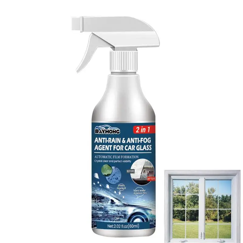Windshield Defogger Auto Glass Film Coating Agent 2 Oz Coating Spray Keeps Fog Out & Protects Goggles Face Cover Mirrors Windows