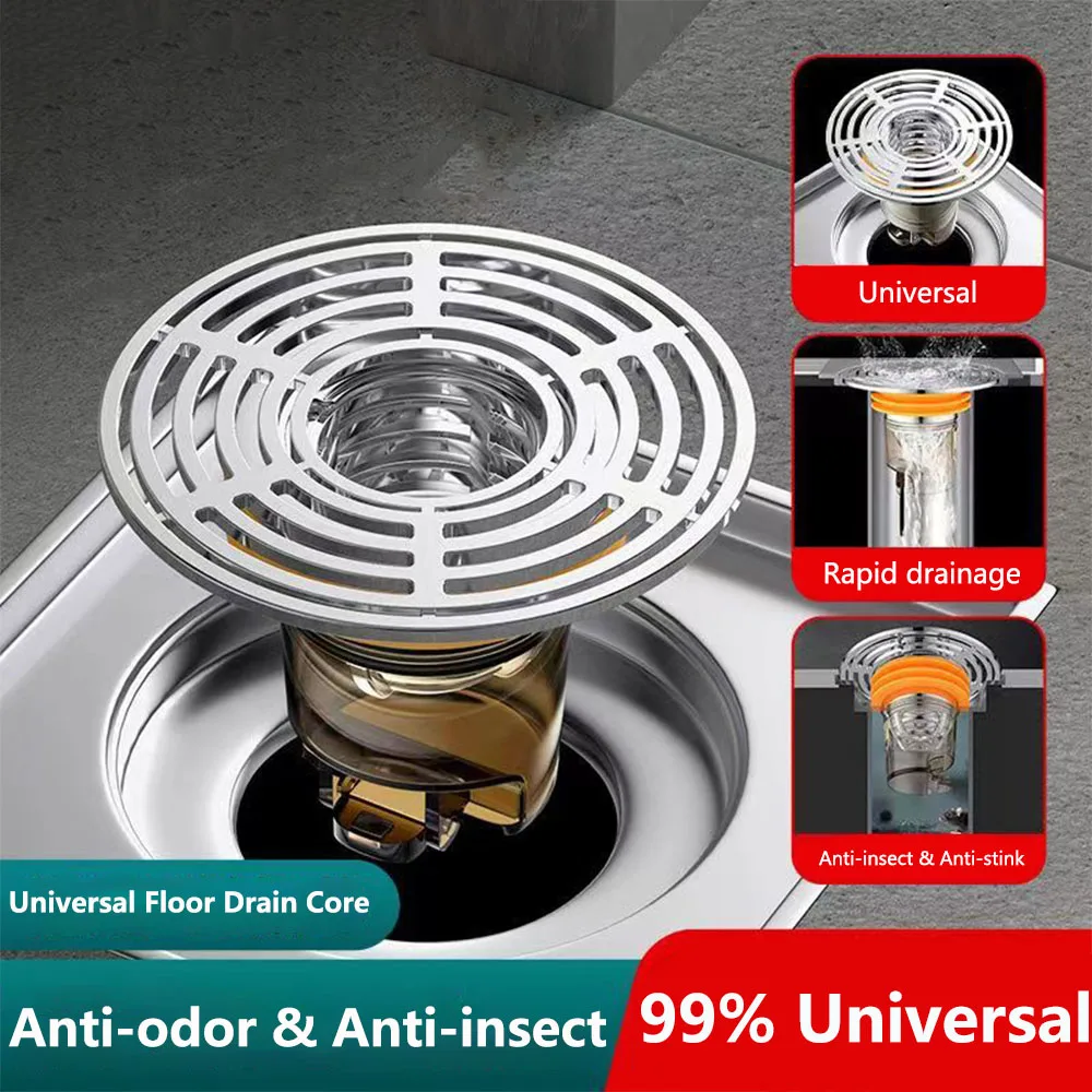 

Shower Drainer Floor Drain Core 304 Stainless Steel Prevention Seal Stopper Anti-Odor Sewer Strainer Deodorization Drain Cover