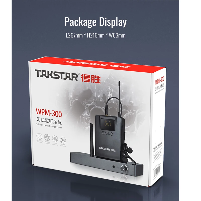 Takstar WPM-300/WPM300 UHF Stereo Wireless In-Ear Monitor System 520-600MHZ Professional for Studio Recording/Stage Monitoring - купить по