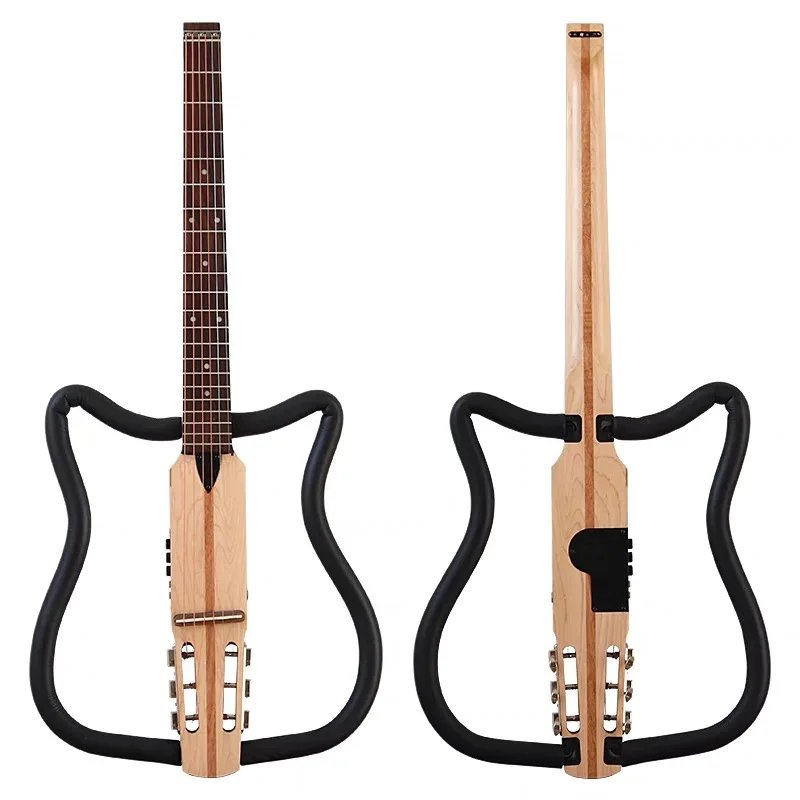 

silent nylon string headless acoustic electric travel guitar 34 inch 21 fret built in portable foldable ST classical guitarra
