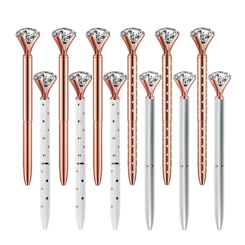 

Diamond Pens Cute Metal Bling Diamond Pens With Black Ink Office Supply Gifts Pens For Christmas (4 Colors )