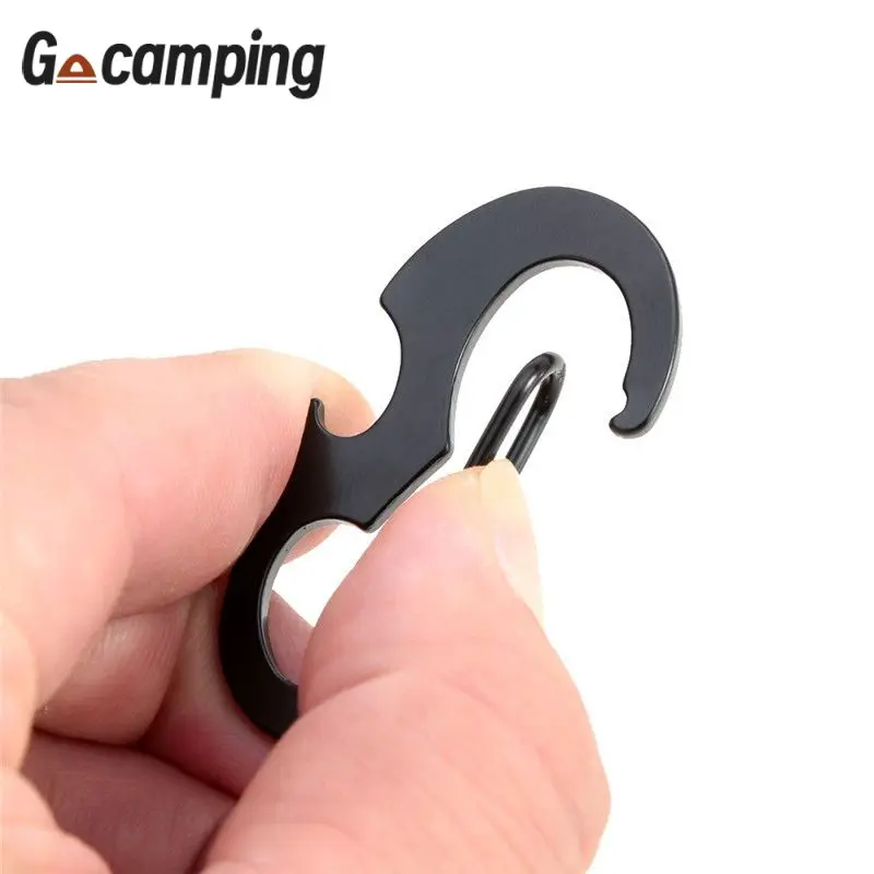 

Strong Bottle Opener Black Portable Backpack Auxiliary Buckle Camping Equipment Durable Key Chain Lightweight Metal Carabiner