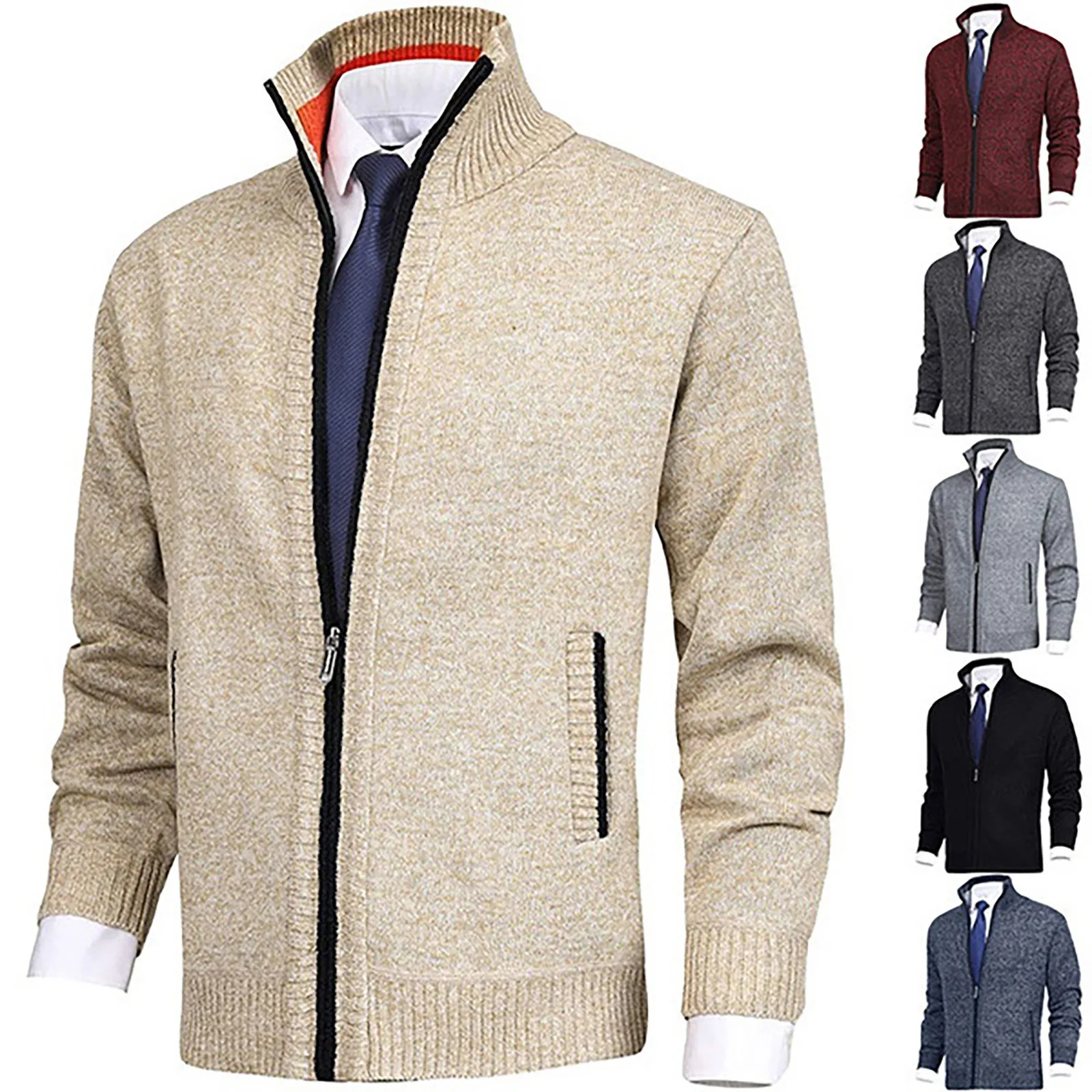 

High Quality Men Jackets Autumn And Winter Fashion Loose Warm Jacket Sweater Stand Collar Knitting Coat Men's Clothing Chaquetas