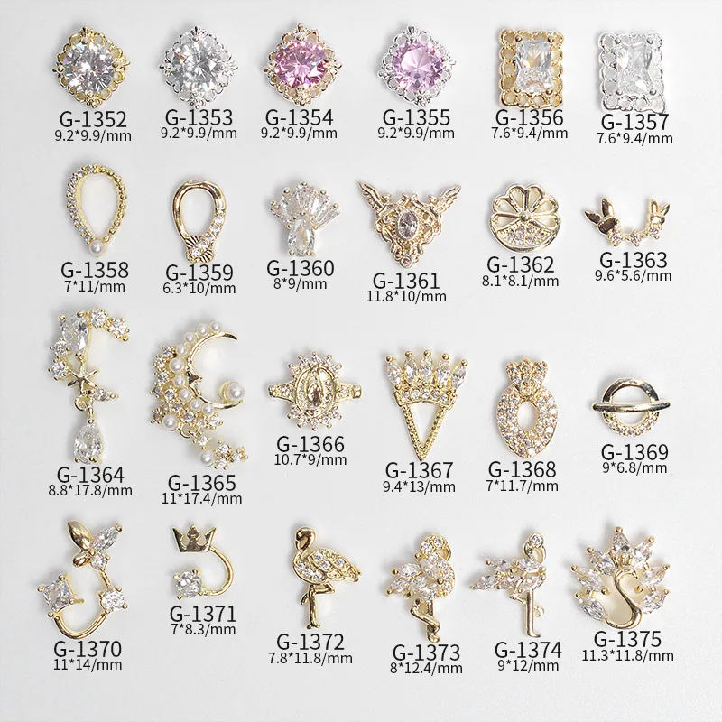 

1PC Luxury Glitter Zircon Diamond Inlaid Moon Pendant Crane Studs Alloy Jewel Nail Art Rhinestones Decoration Manicure Charms