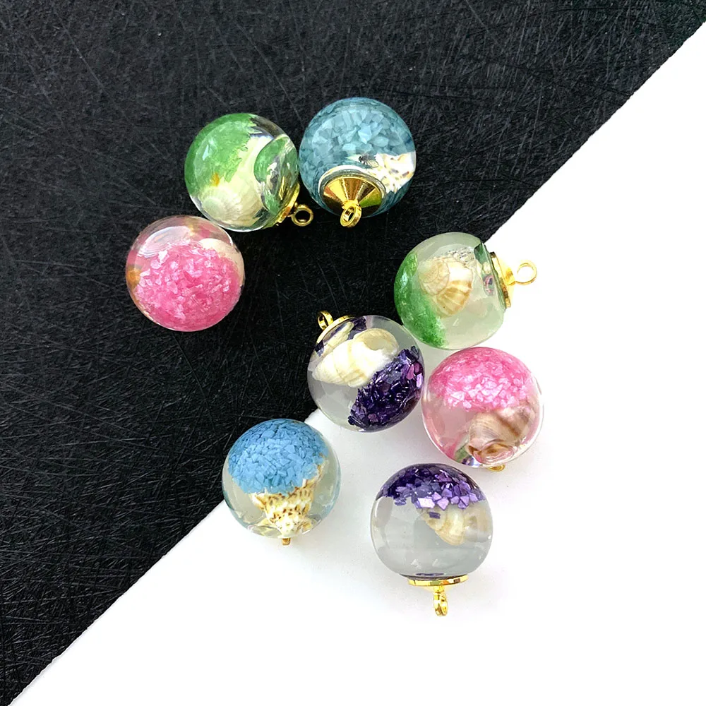 

5 Pcs/bag Glass Ball Pendant Jewelry Small Conch Beads DIY Jewelry Making Necklace Bracelet Earrings Accessories Size 16mm