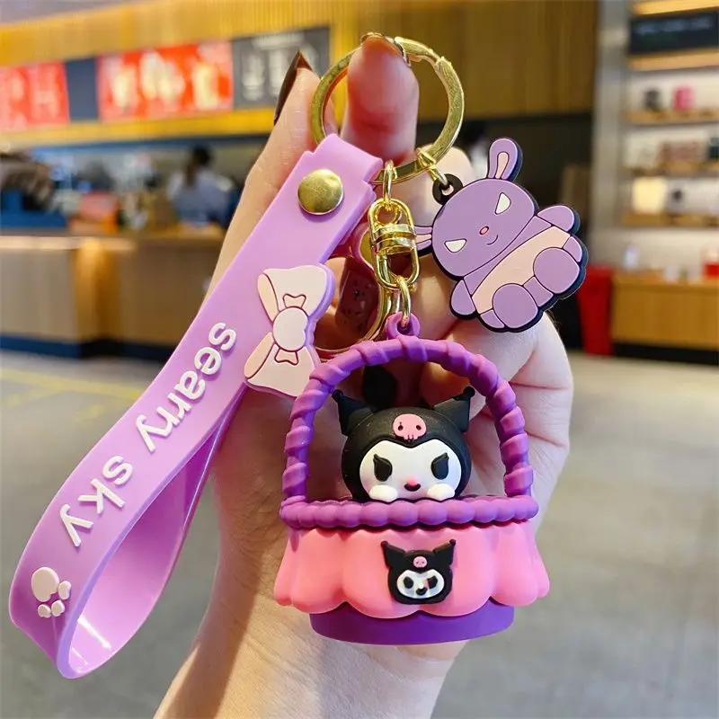 

Kawaii Sanrio Anime Car Key Chain Hello Kittys Kuromi Cinnamoroll Cartoon Series Key School Bag Cute Girl Children Birthday Gift