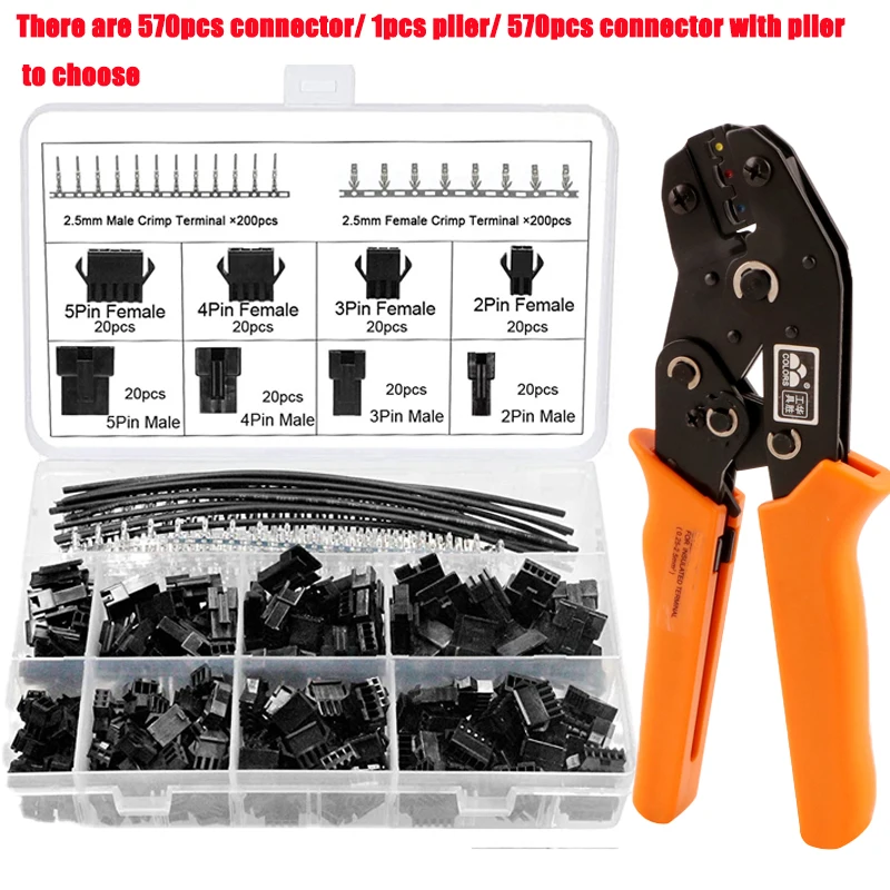 570 шт. 2 3 4 5-контактный шаг SM JST 2,54 мм Штекерный и гнездовой соединитель корпуса адаптера обжимные клеммы SN28B плоскогубцы