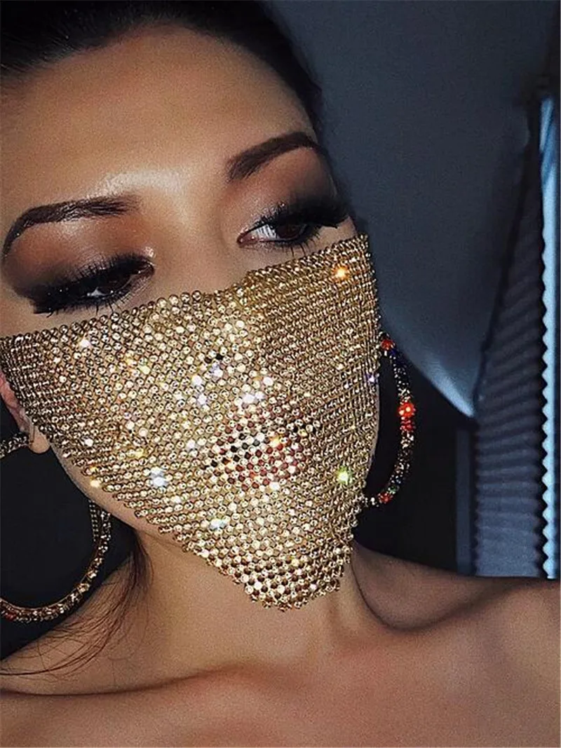 

Cutistation Rhinestone Shiny Fashion Mask Face Jewelry Women Party Night Club Accessories Crystal Sparkly Sequined Masks Rave