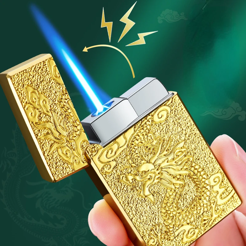 Фото Стальная ветрозащитная зажигалка с трехмерным рельефом Dragon And Phoenix Chengxiang №3