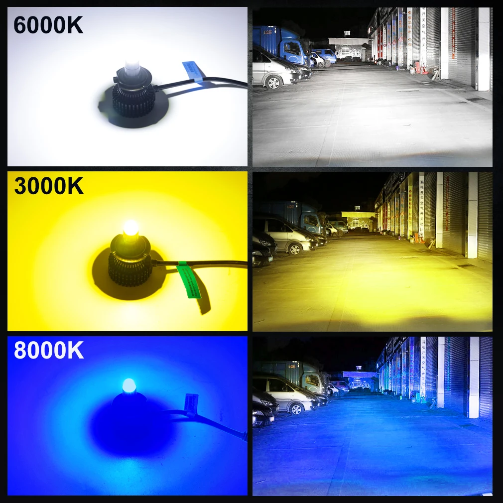 2pcs CSP Canbus H1 H7 H8 H11 LED Lamp 3D Car Headlight Bulb HB3 9005 HB4 9006 30000LM 360 LED H3 3000K 6000K 8000K 9012 Hir2 images - 6