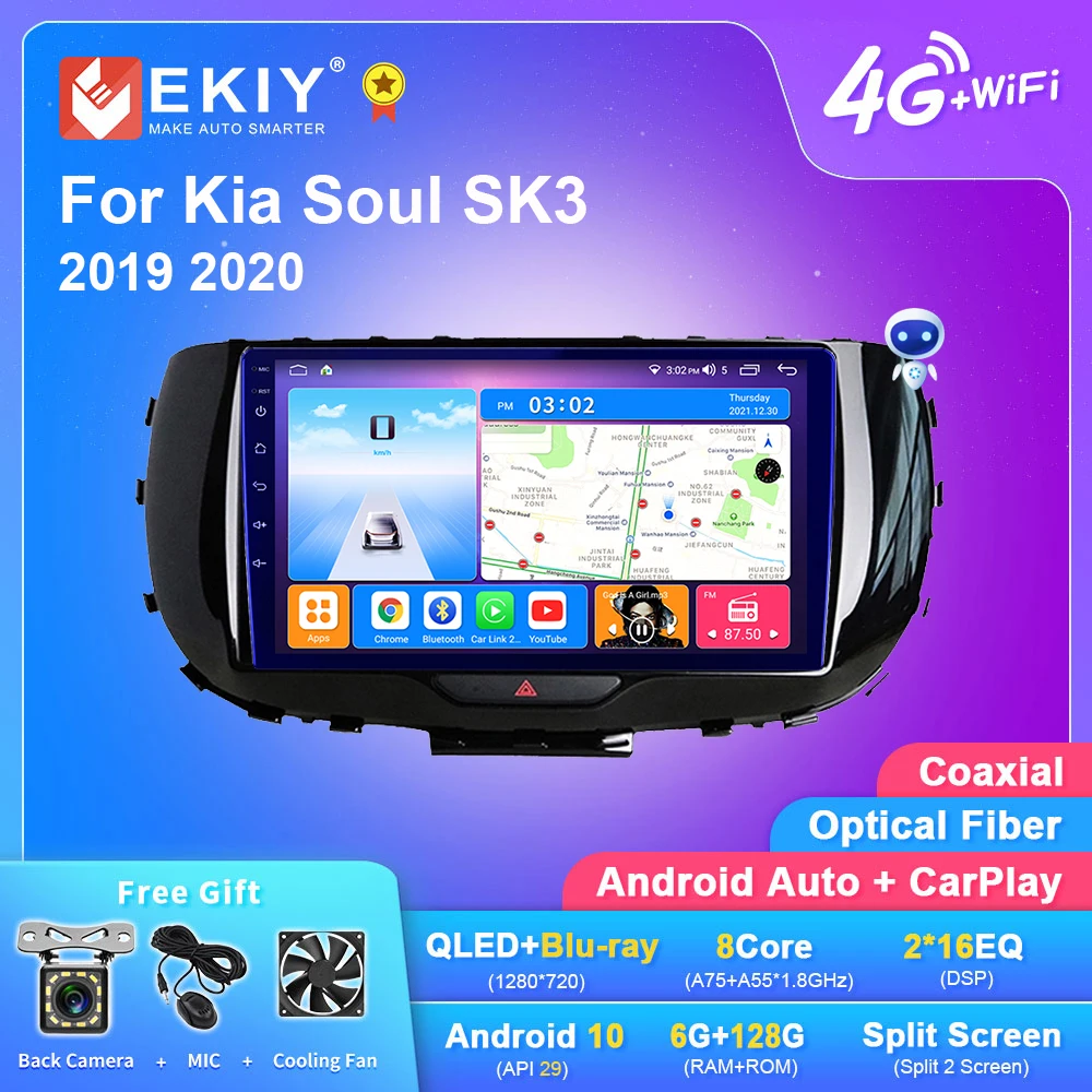 

EKIY Android 10 Авторадио для Kia Soul SK3 2019 2020 стерео Мультимедийный видеоплеер навигация GPS QLED DSP No 2din 2 din DVD