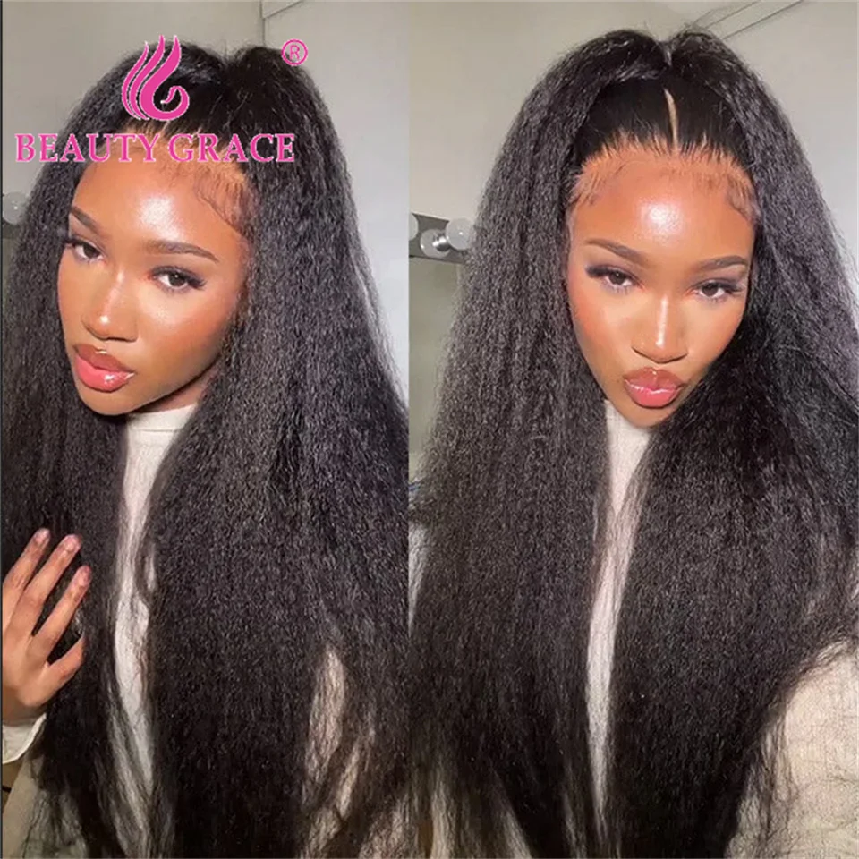 Парик Yaki прямой Женский плотность 180% 13x 4