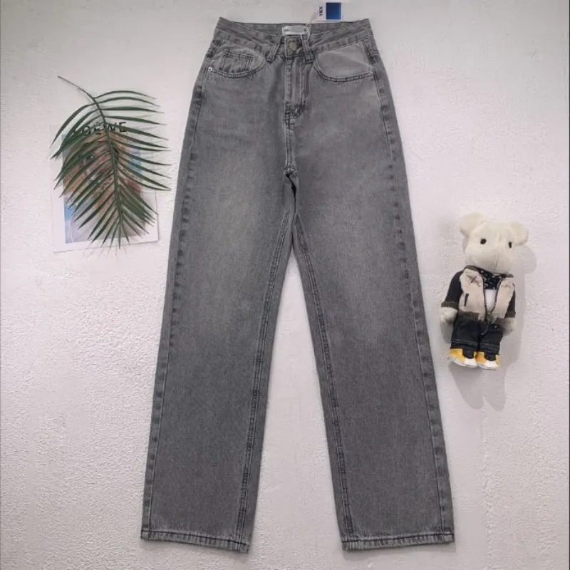 

Blue Women Jeans Tassels High Waist Vintage Straight Baggy Denim Pants Streetwear American 2023 New Fashion Wide Leg Trouser