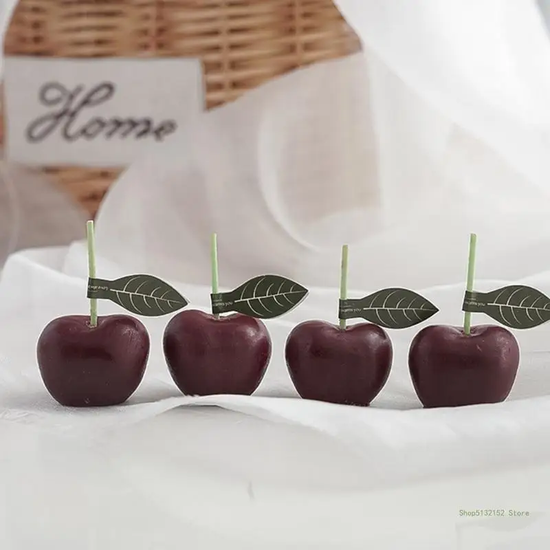 QX2E Ароматические свечи в форме вишни восковые декоративные реквизит для