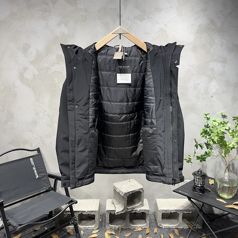 Осенне-зимнее корейское мужское пальто с капюшоном и длинными рукавами из двух