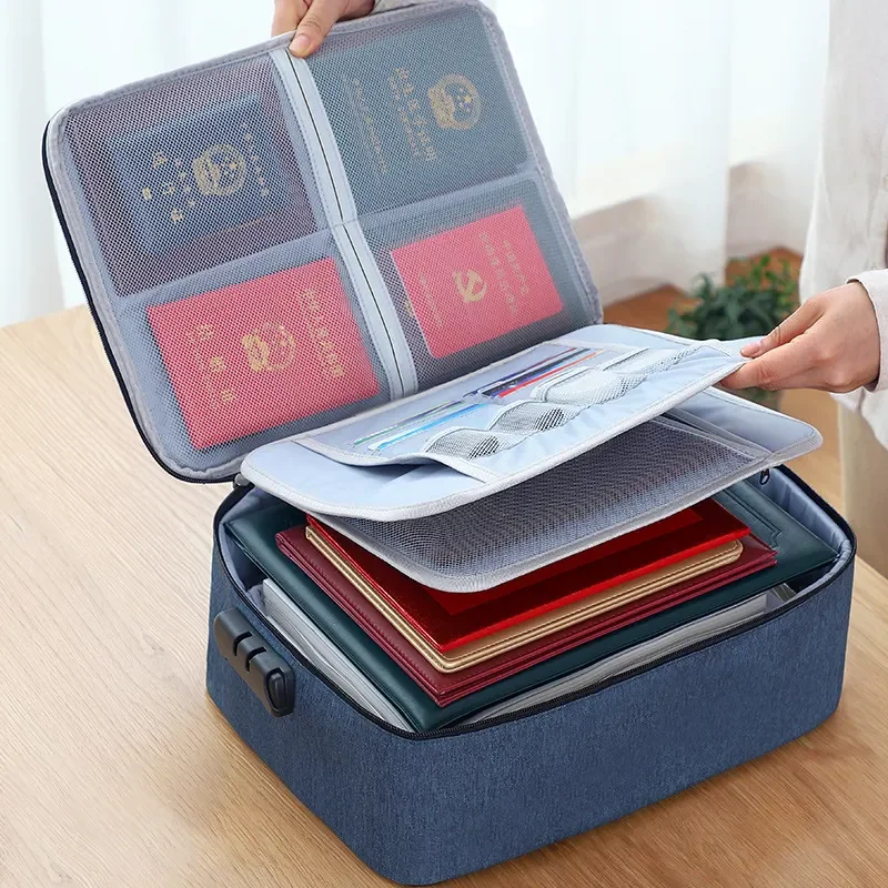 

Men Large Document Storage Bag Files Lockable Folder Ticket Credit Card Certificates Password Lock Bags Passport Organizer Women