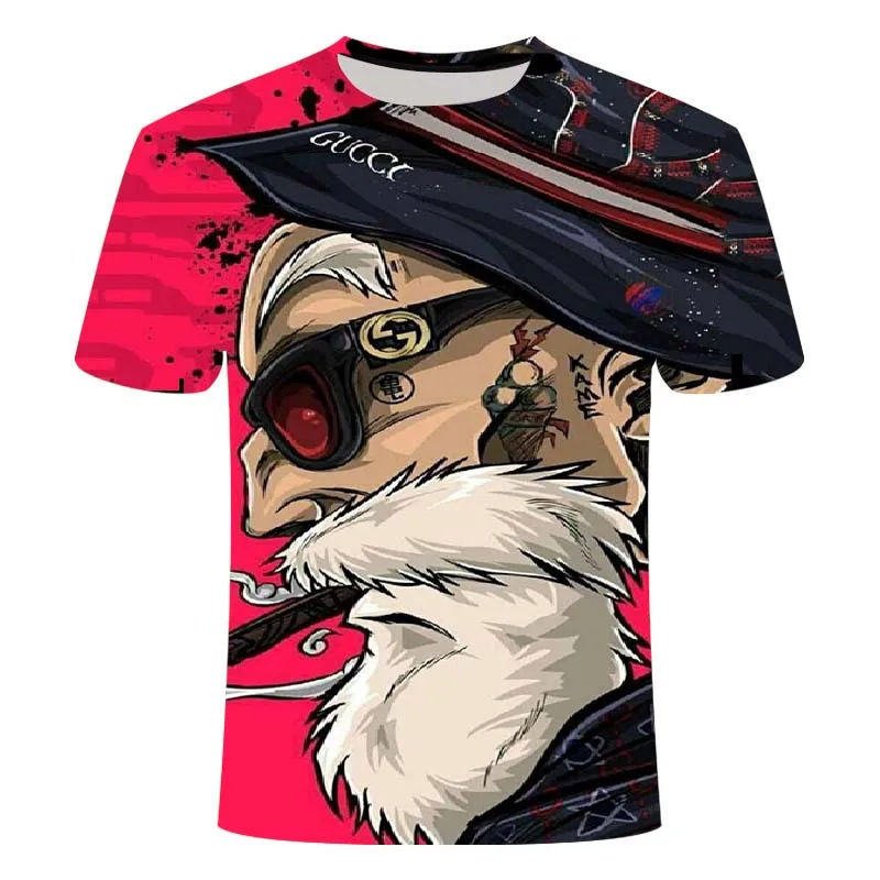 2022 Cartoon Anime New T-Shirt O Neck 3D Printing Short Sleeve Casual Dragon Ball Super Saiyan Goku Top Summer Harajuku Men's