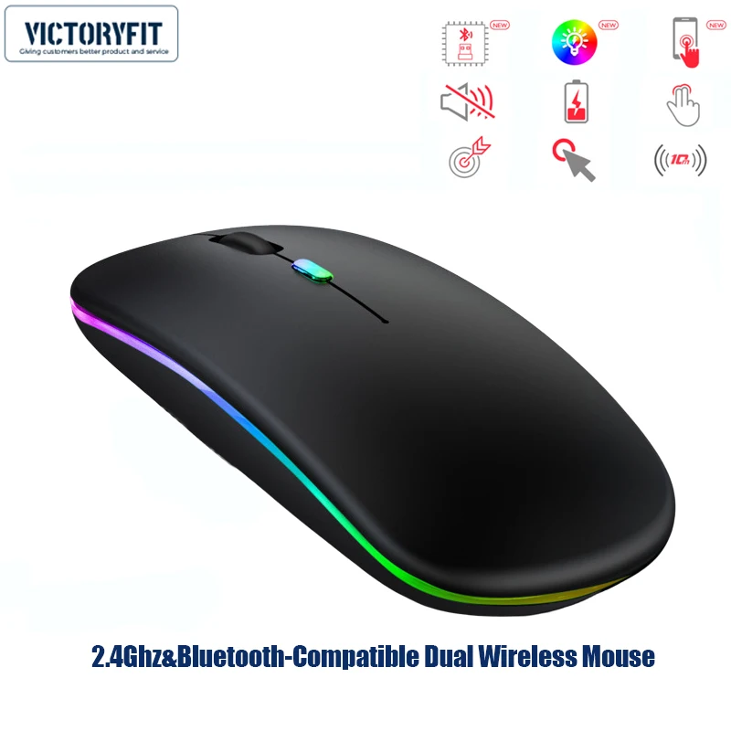 Беспроводная мышь 2,4 ГГц и Bluetooth-совместимая двойная беспроводная мышь режим для MacBook Air Pro перезаряжаемая мышь для Windwos 7 8 10 11