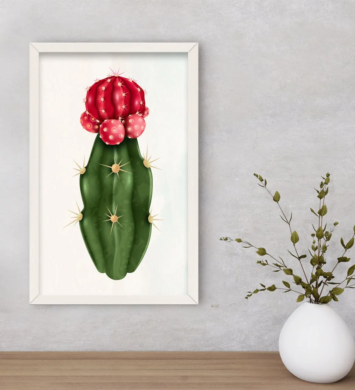 

BK подарок кактус дизайн декоративная древесина белая рамка фотография