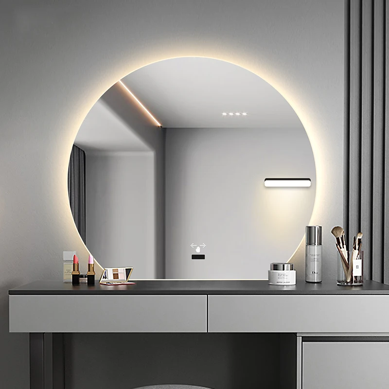 

Odd Shape No Fog Bathroom Mirror Led Light And Bluetooth Clear Irregular Bathroom Mirror Wall Mounted Espejo Indoor Supplies