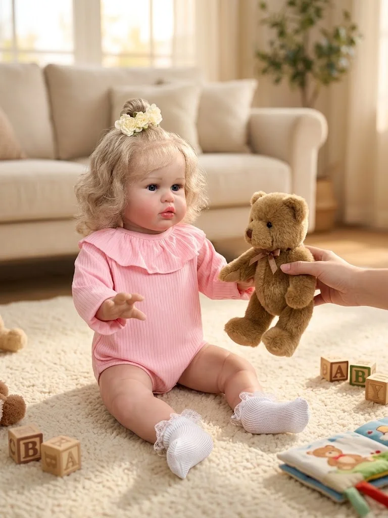 Фото Кукла NPK 60CM Reborn Ellie, реалистичная кукла-младенец для девочек, мягкая на ощупь, с 3D-кожей, с вручную прошитыми волосами, подарок для малышей. №4