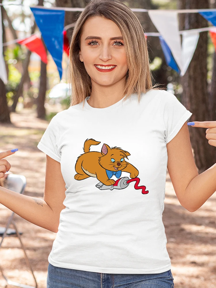 

Funny Women's Clothes Disney The AristoCats Graphic Tee Shirt Femme Cartoon 90s Harajuku Cute Tops Basic Casual Summer 2022