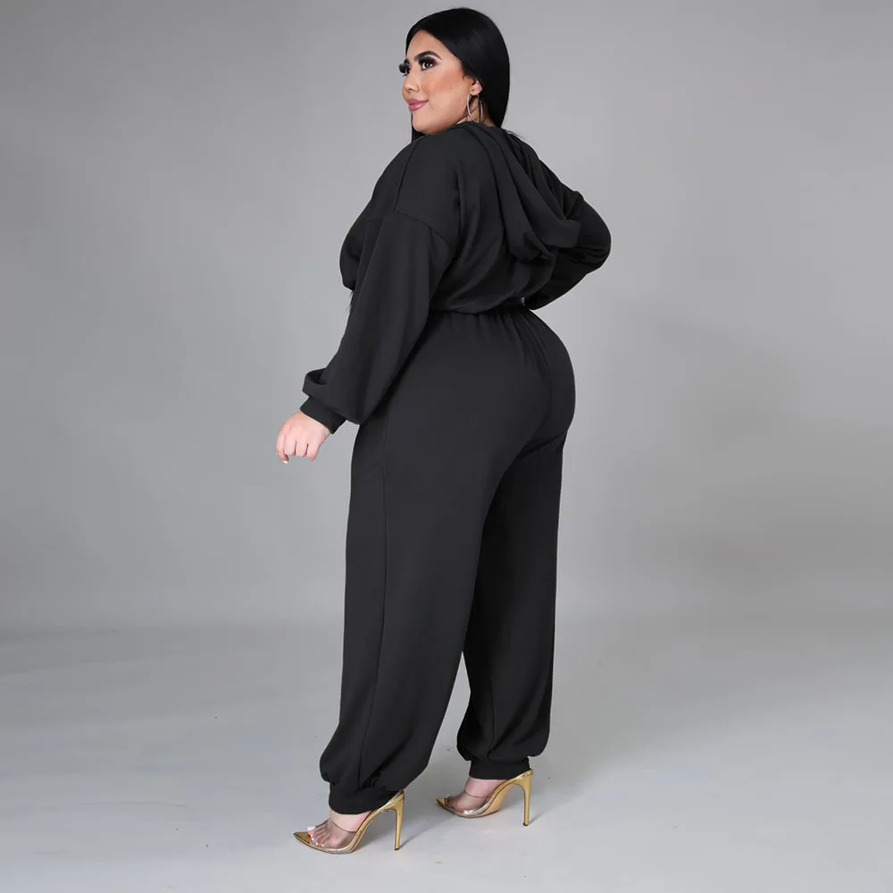 Женская одежда повседневный комбинезон с капюшоном на молнии свободные уличные