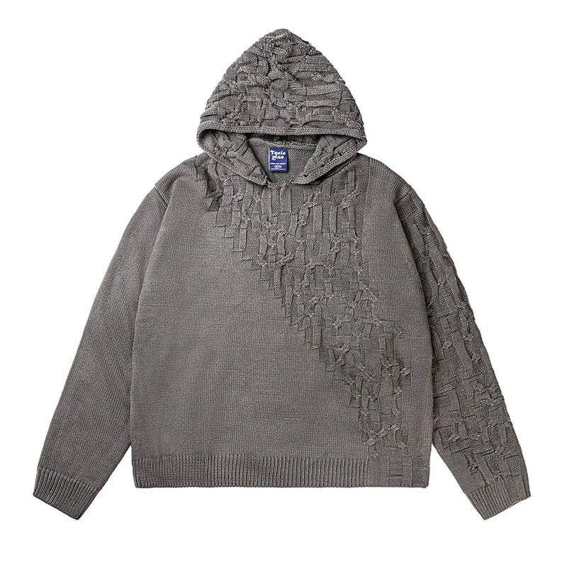 Асимметричный вязаный свитер в стиле пэчворк хип-хоп пуловер оверсайз топы для