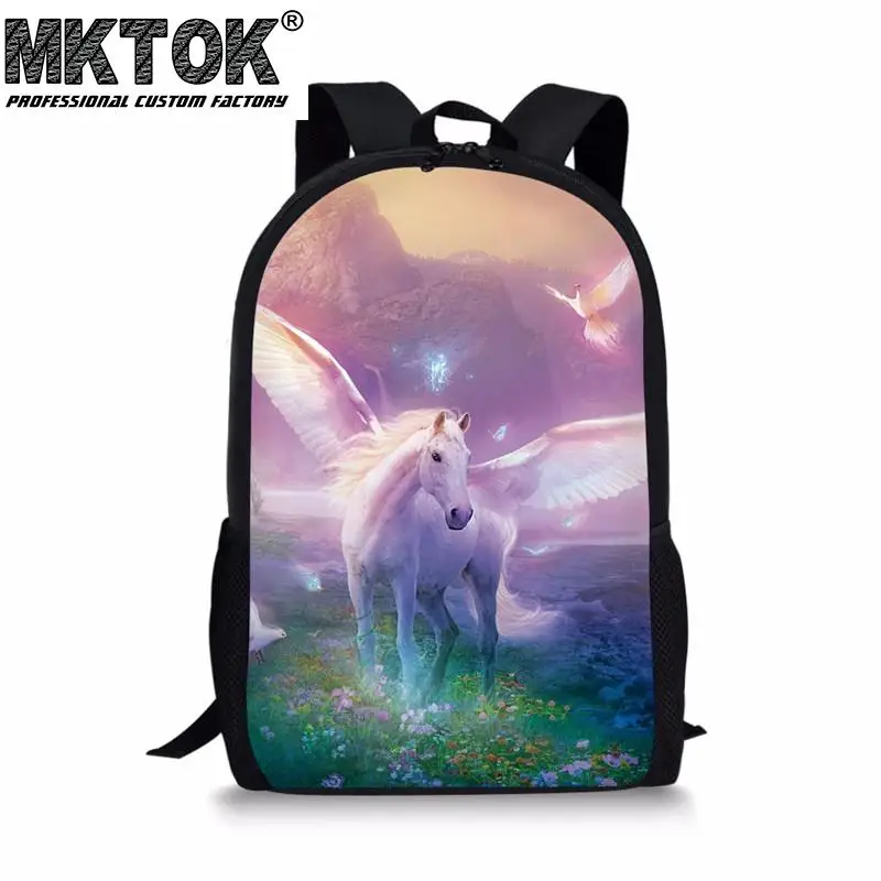 Forest Fantasy White Horse Pattern Girls School Bags Multifunctional Book Backpack Premium Teenagers Rucksack Free Shipping