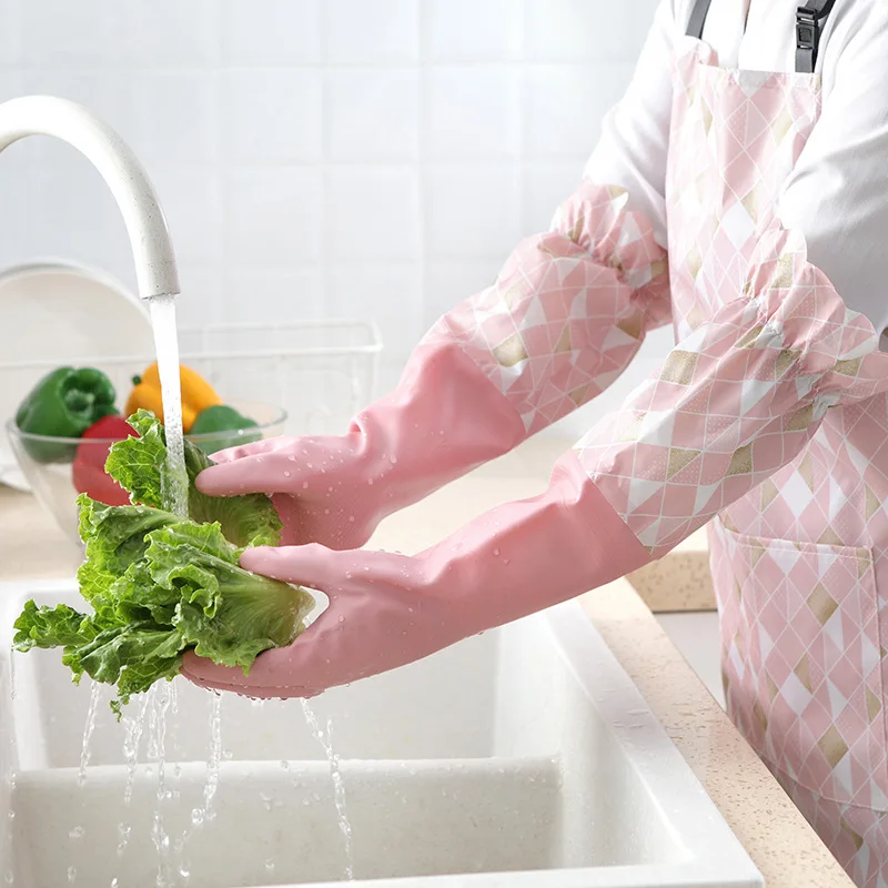 

1 Pair Winter Rubber Gloves Elastic Thickening Household Cleaning Washing Gloves