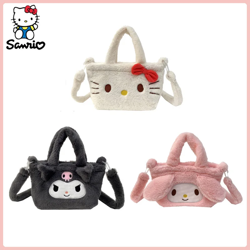 

Kawaii Sanrio плюшевая сумка Hello Kitty Kuromi Melody плечевые сумки Мультяшные сумки тоут женские сумки-мессенджеры кошельки рождественские подарки