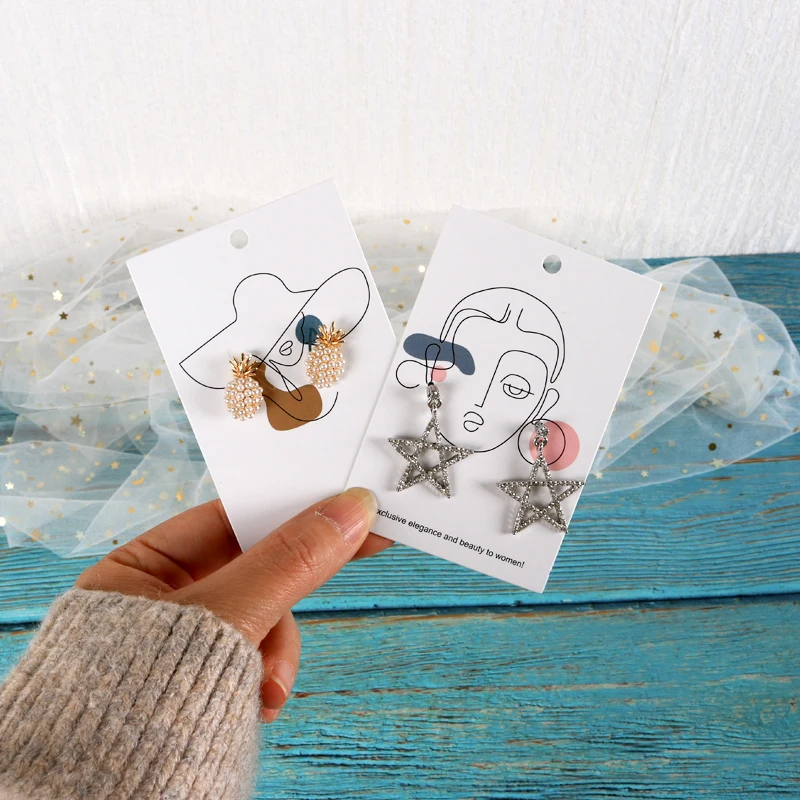 Fashion 6x9cm 50pcs/lot Line Beauty Pattern Earring Display Cards Necklace Jewelry Packing Paper Card Tag Holders Custom logo | Украшения и