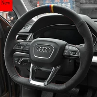 customized leather hand stitched car steering wheel cover for audi a4l a6l a3 a5 q5l q3 q7 a8 tt q2l car accessories