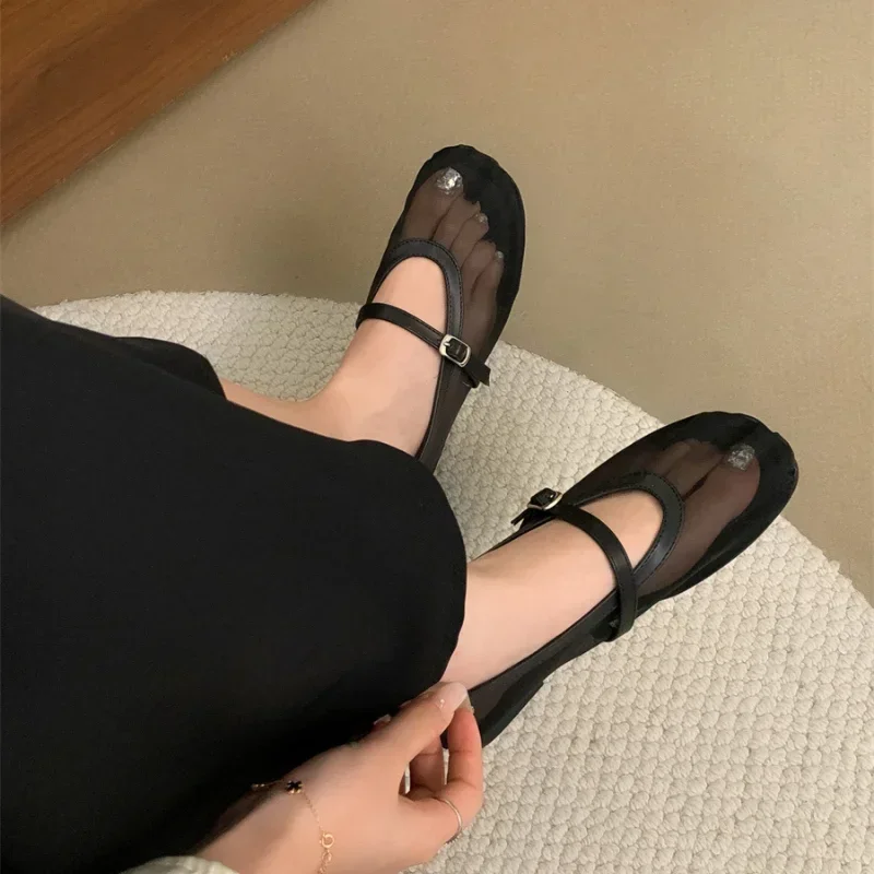 Женские сетчатые Туфли Мэри Джейн летние туфли с круглым носком перфорацией на