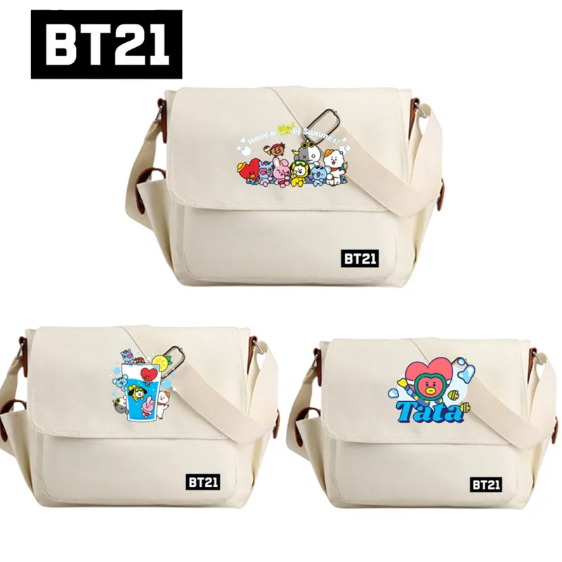 

Kawaii Anime Bt21 Kpop Chimmy Cooky Mang сумка-мессенджер Водонепроницаемая Большая вместительная сумка через плечо для девочек детский спортивный рюкзак п...