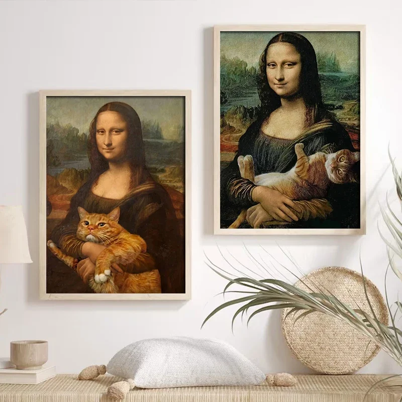 Веселая Мона Лиза С Принтом На Холсте Без Рамы Классическое Настенное Искусство