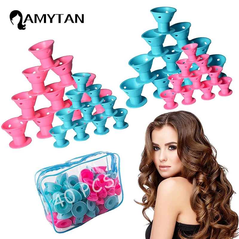 

20/40Pcs Soft Rubber Silicone Heatless Hair Curler Magic Hair Rollers Clips Don't Hurt Hair Curls Styling Tools DIY Women Girls