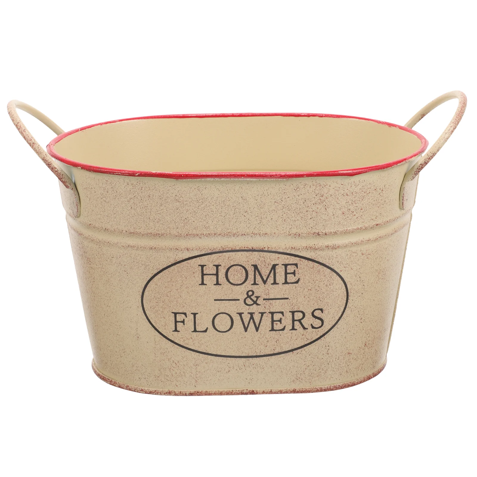 

Flower Planter Vintage Flower Vase Metal Oval Flower Bucket Desktop Flower Bucket