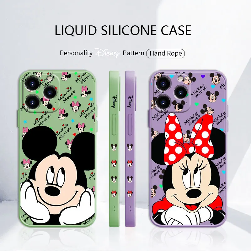 

Silicone Print Black Cartoon Disney Mickey Minnie Liquid Case for Apple iPhone 11 12 13 Pro Max XS 7 8 Plus SE 7plus 7p Trend