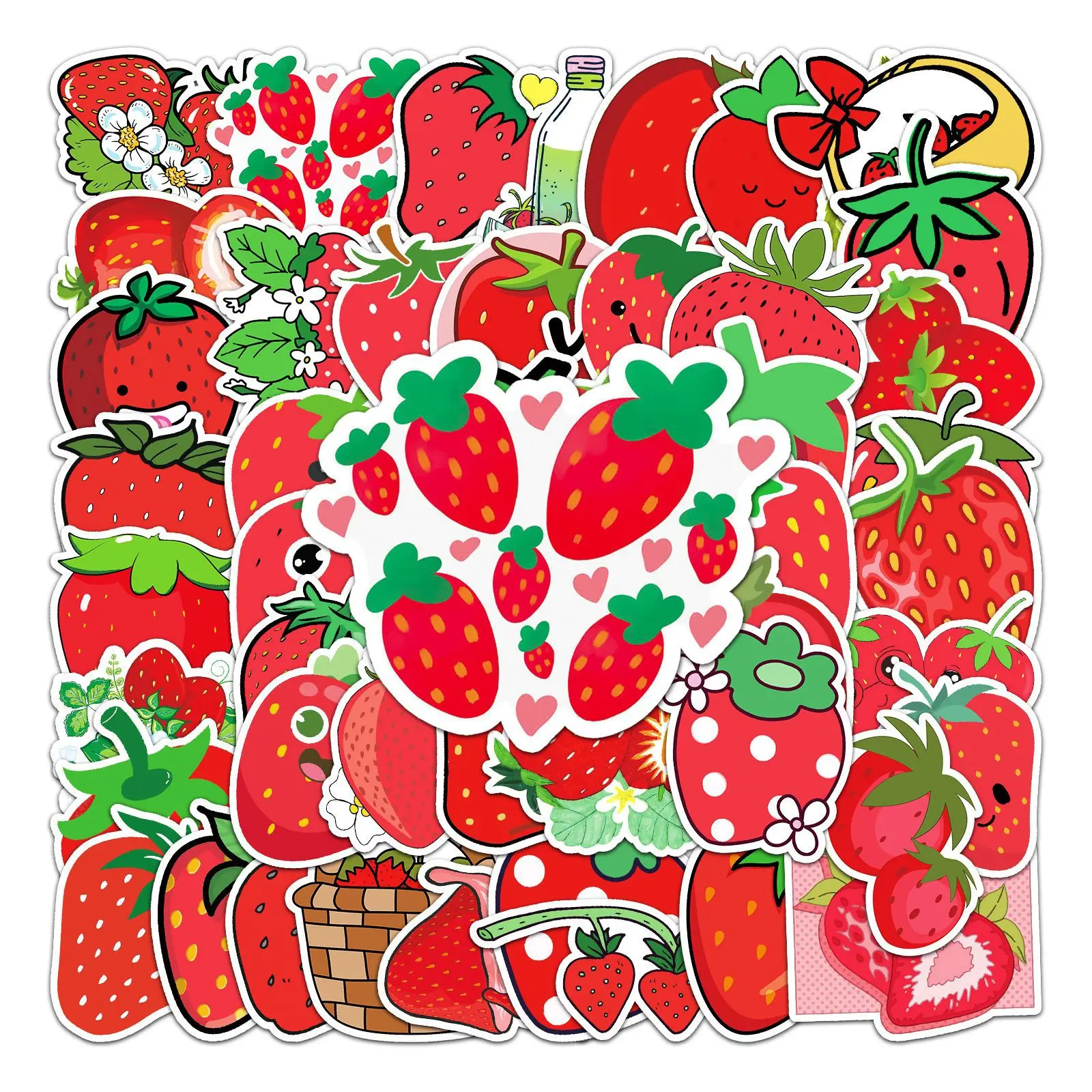

50 Pcs Strawberry Fox Wolf Stickers Cute Cartoon Animal Graffiti Stickers Diy Skateboard Phone Case Luggage Sticker Waterproof